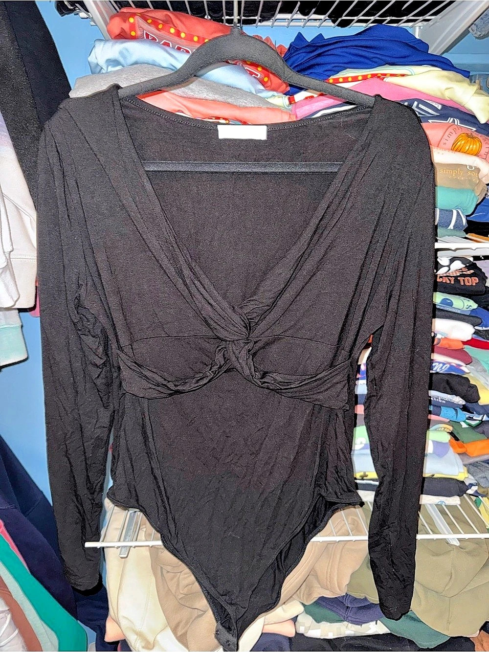 MANGOPPOP Black Long Sleeve Bodysuit Like New
